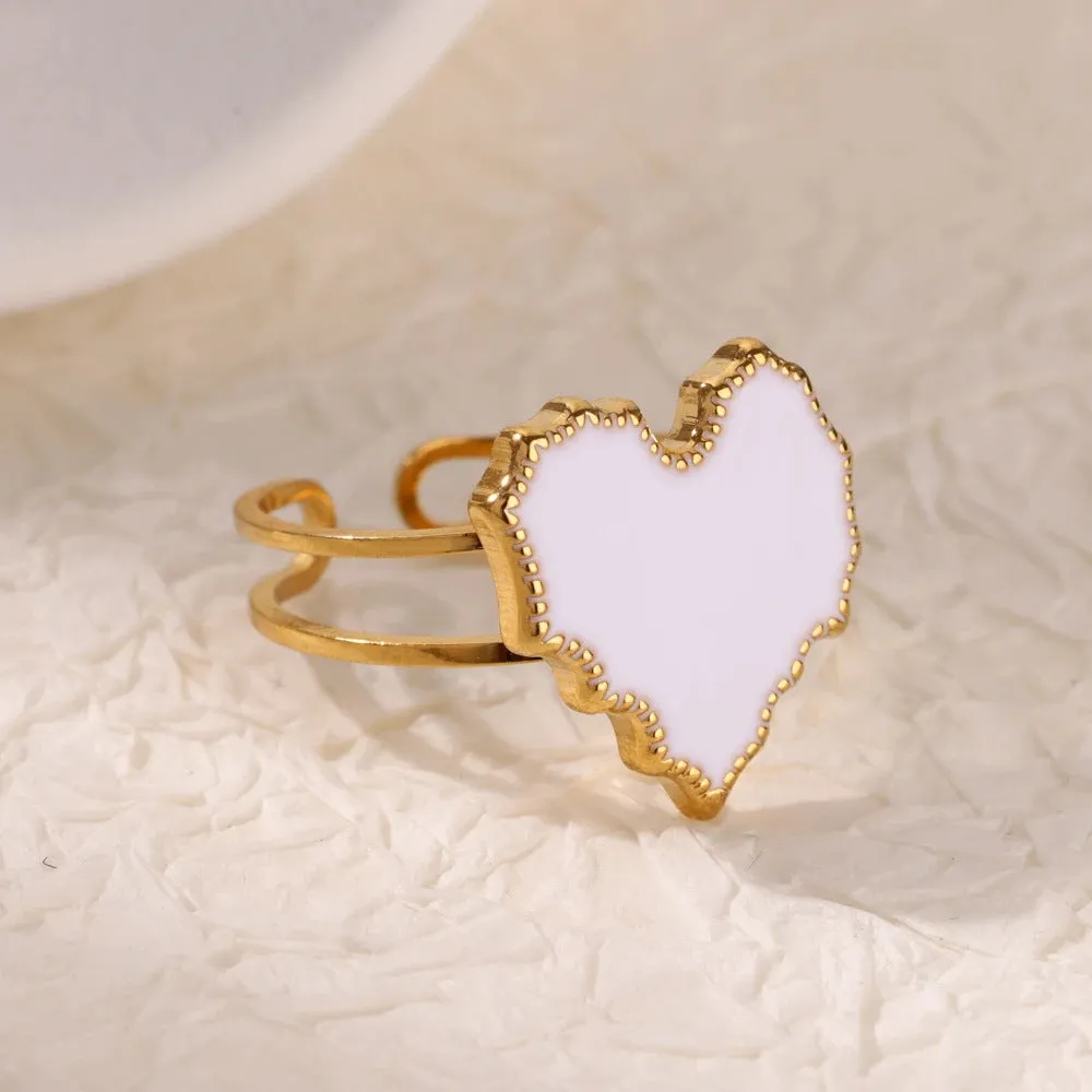 Stainless steel open mouth hollow flower ring for women in gold finish