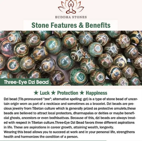 Natural agate men's bracelet with 14mm green three-eye round beads on a neutral background
