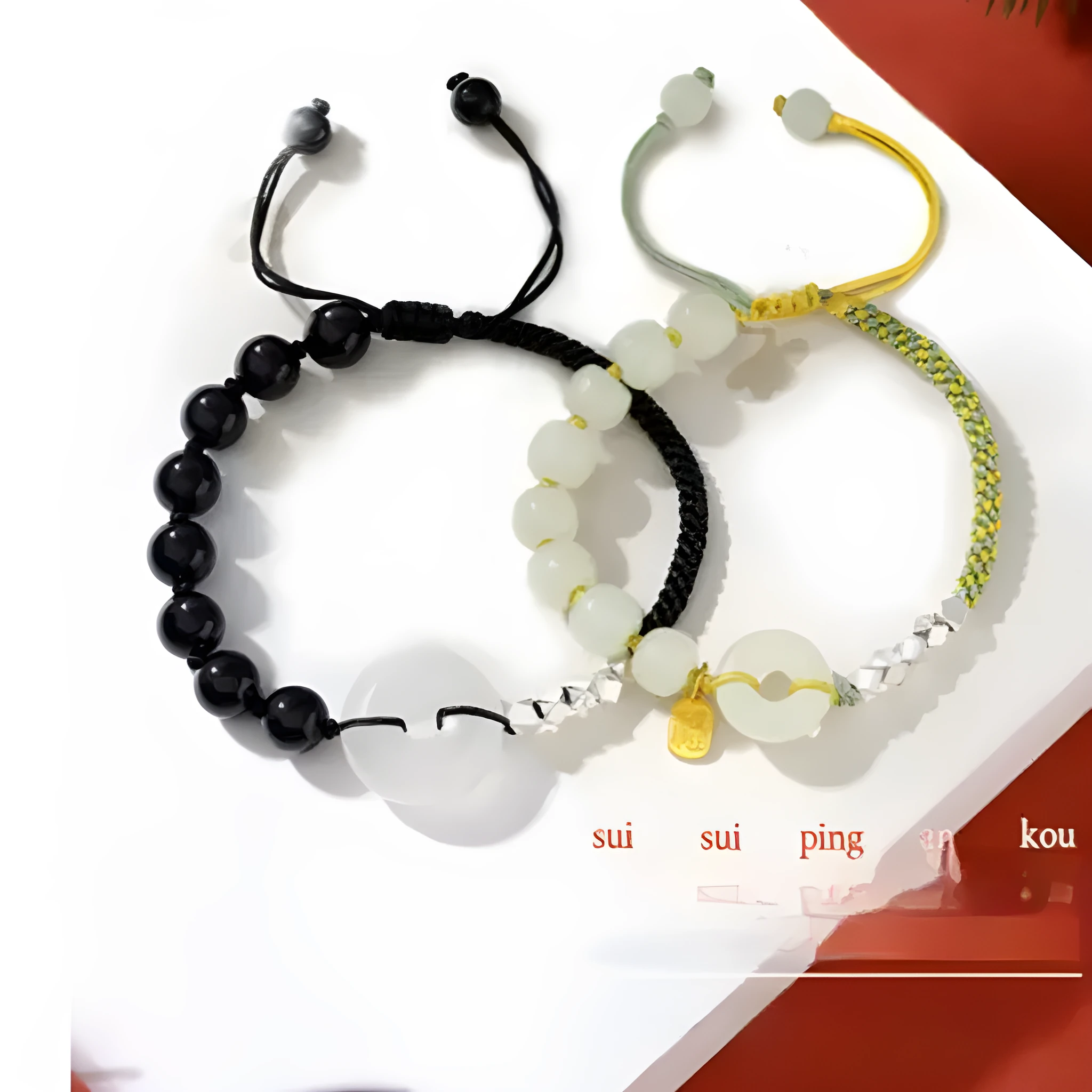 Hand-woven flexible wire couple style braid rope bracelet with metal and colour accents
