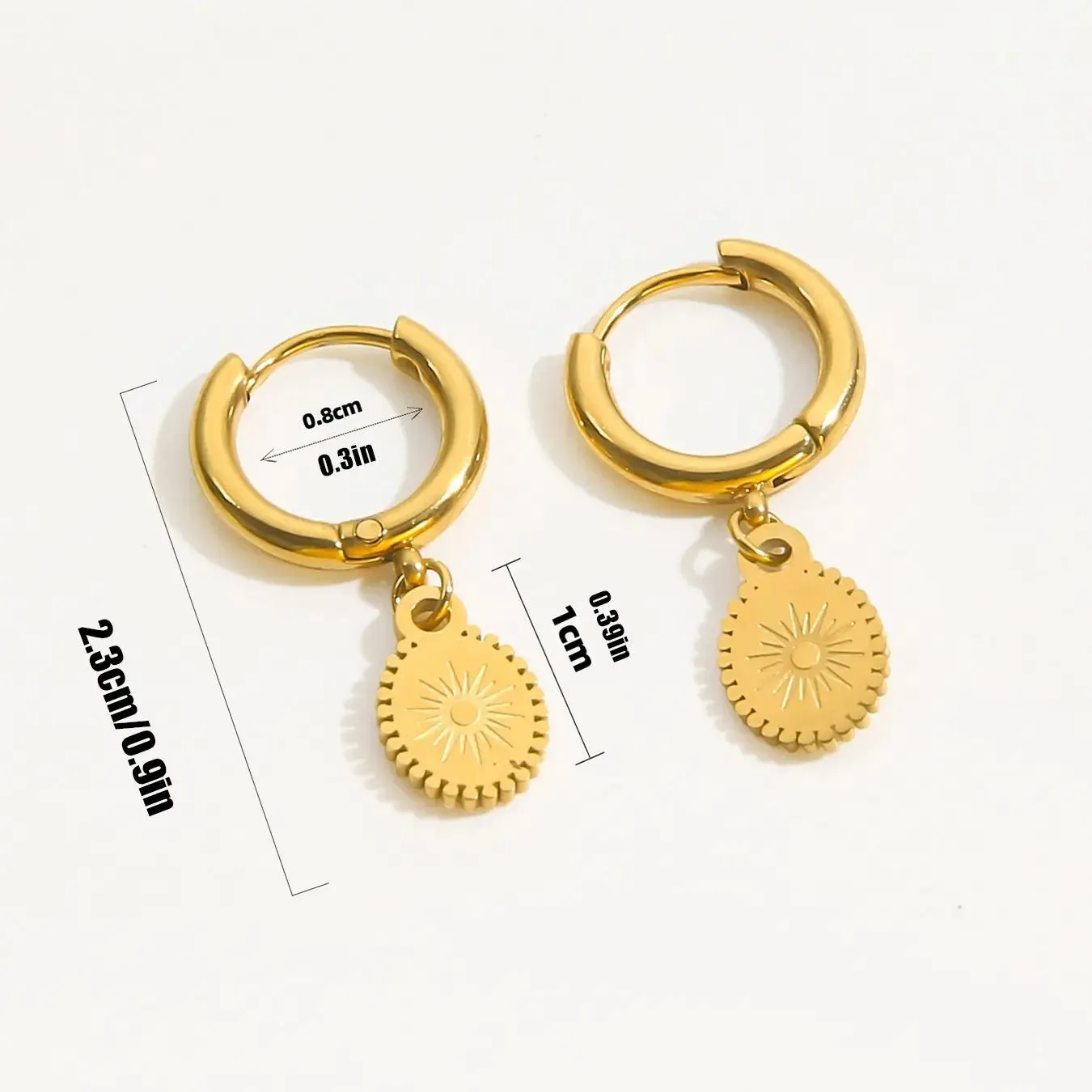 Women's stainless steel geometric earrings with ellipse design in colour XY-EH005