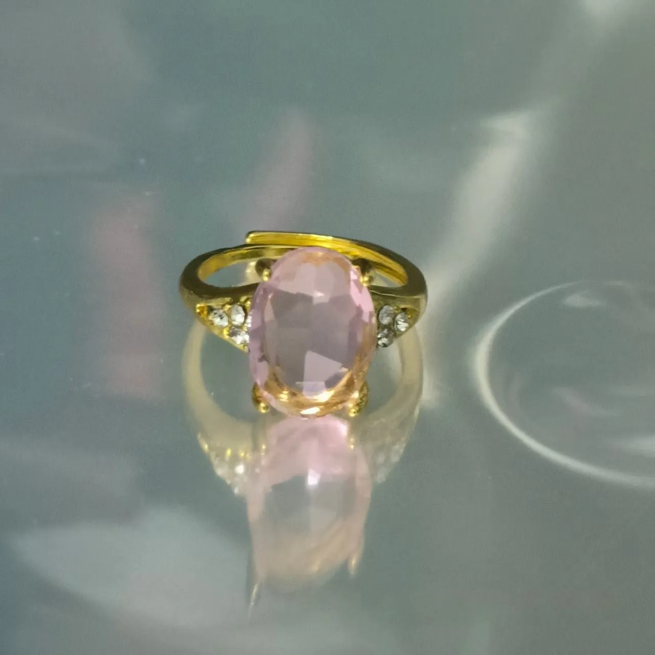 Inlaid zircon love heart-shaped open ring for women in adjustable alloy finish