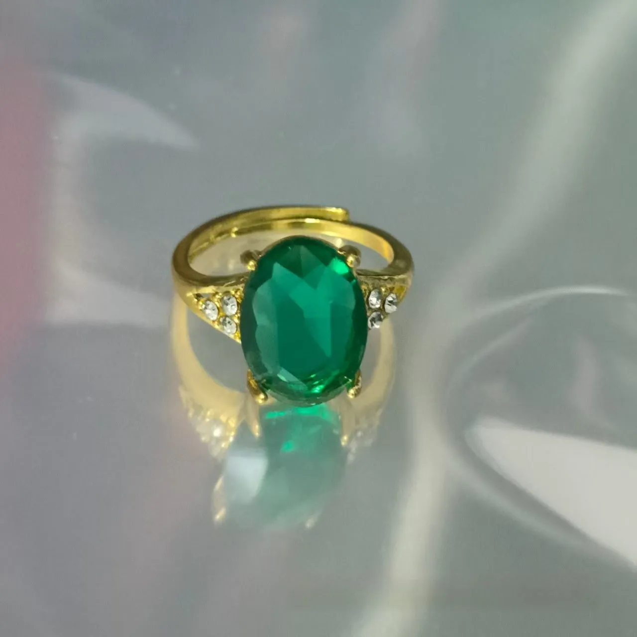 Inlaid zircon love heart-shaped open ring for women in adjustable alloy finish