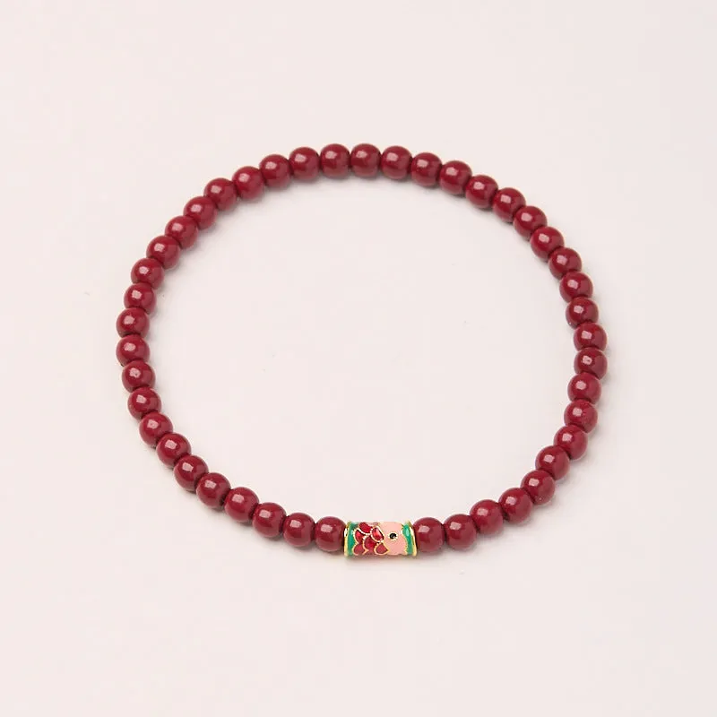 Handmade tigereye beaded bracelet with small fish pendant, natural stone beads, multiple colour options including golden tiger eye