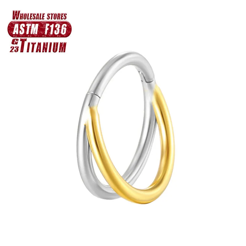 Titanium alloy fork nose ring in multiple colour options with diamond treatment