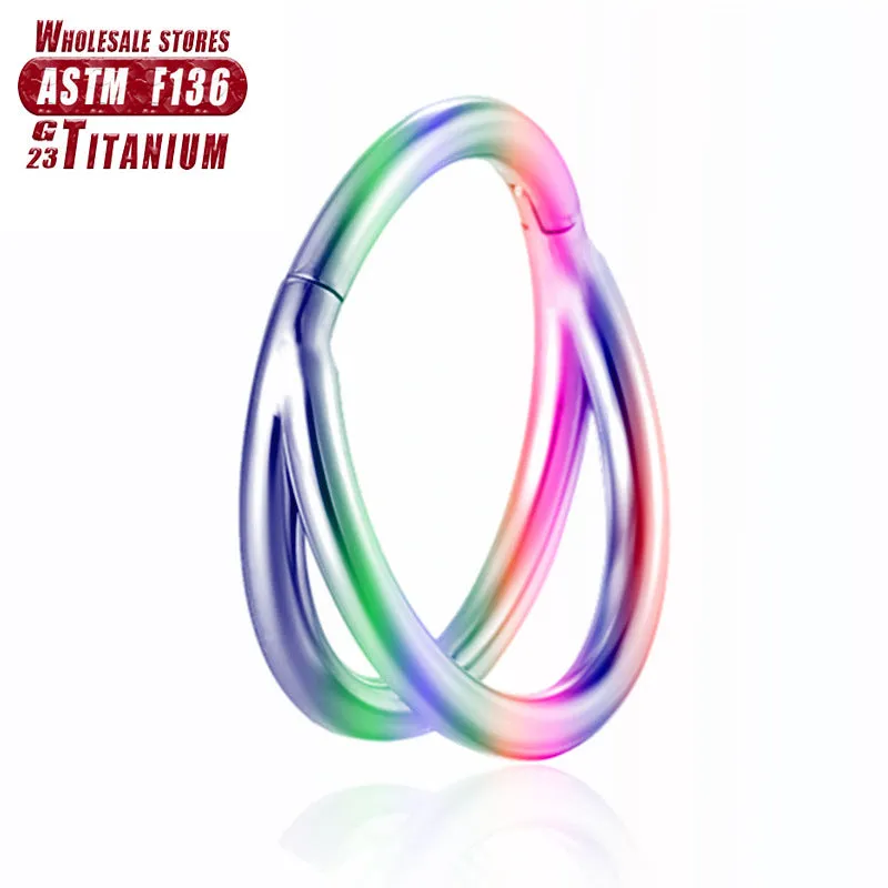 Titanium alloy fork nose ring in multiple colour options with diamond treatment