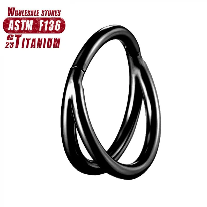Titanium alloy fork nose ring in multiple colour options with diamond treatment