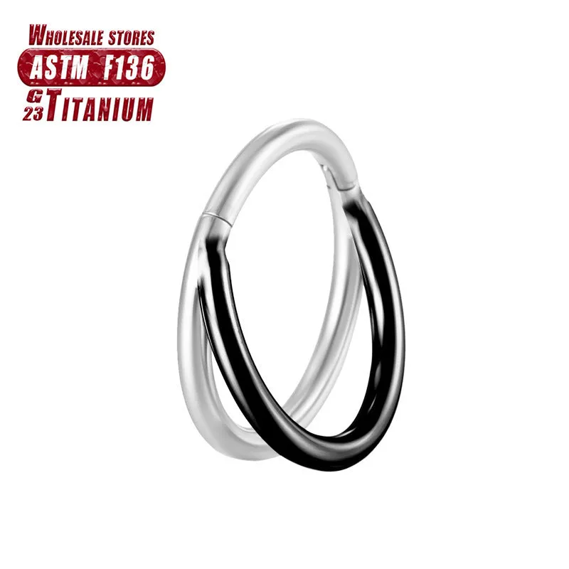 Titanium alloy fork nose ring in multiple colour options with diamond treatment