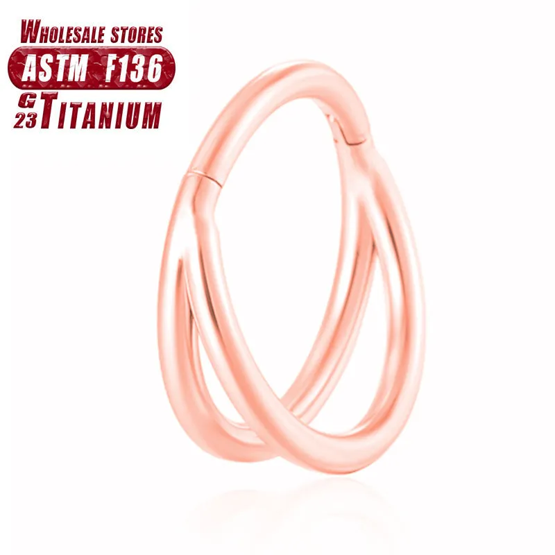 Titanium alloy fork nose ring in multiple colour options with diamond treatment