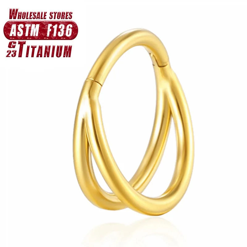 Titanium alloy fork nose ring in multiple colour options with diamond treatment