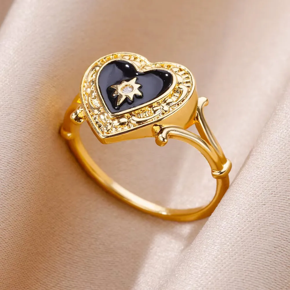 18K gold plated love emerald adjustable open mouth ring with synthetic zircon stone on copper base