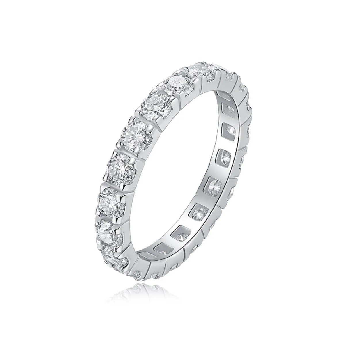 Women's sterling silver ring with round geometry design in fashion OL style