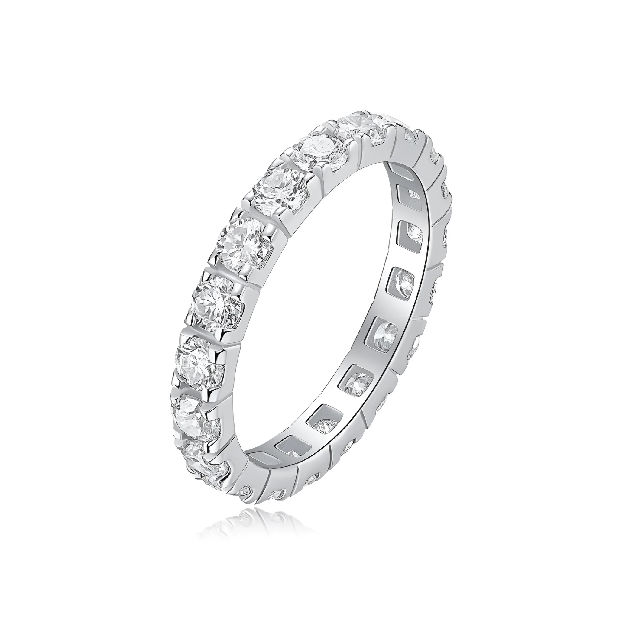 Women's sterling silver ring with round geometry design in fashion OL style