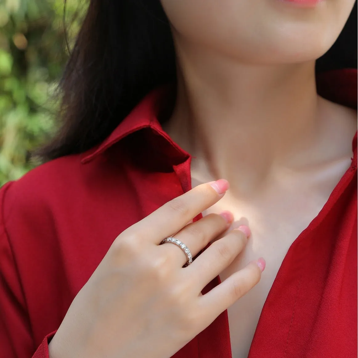 Women's sterling silver ring with round geometry design in fashion OL style