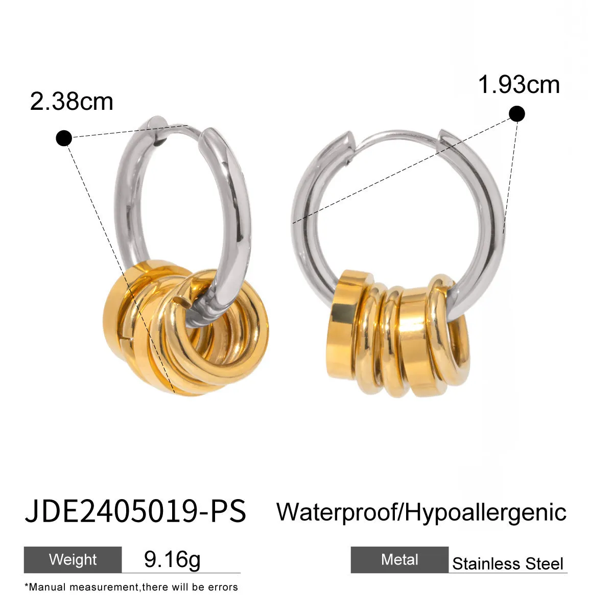 Personality stainless steel electroplated earrings in JDE2405019 colour with ins style design