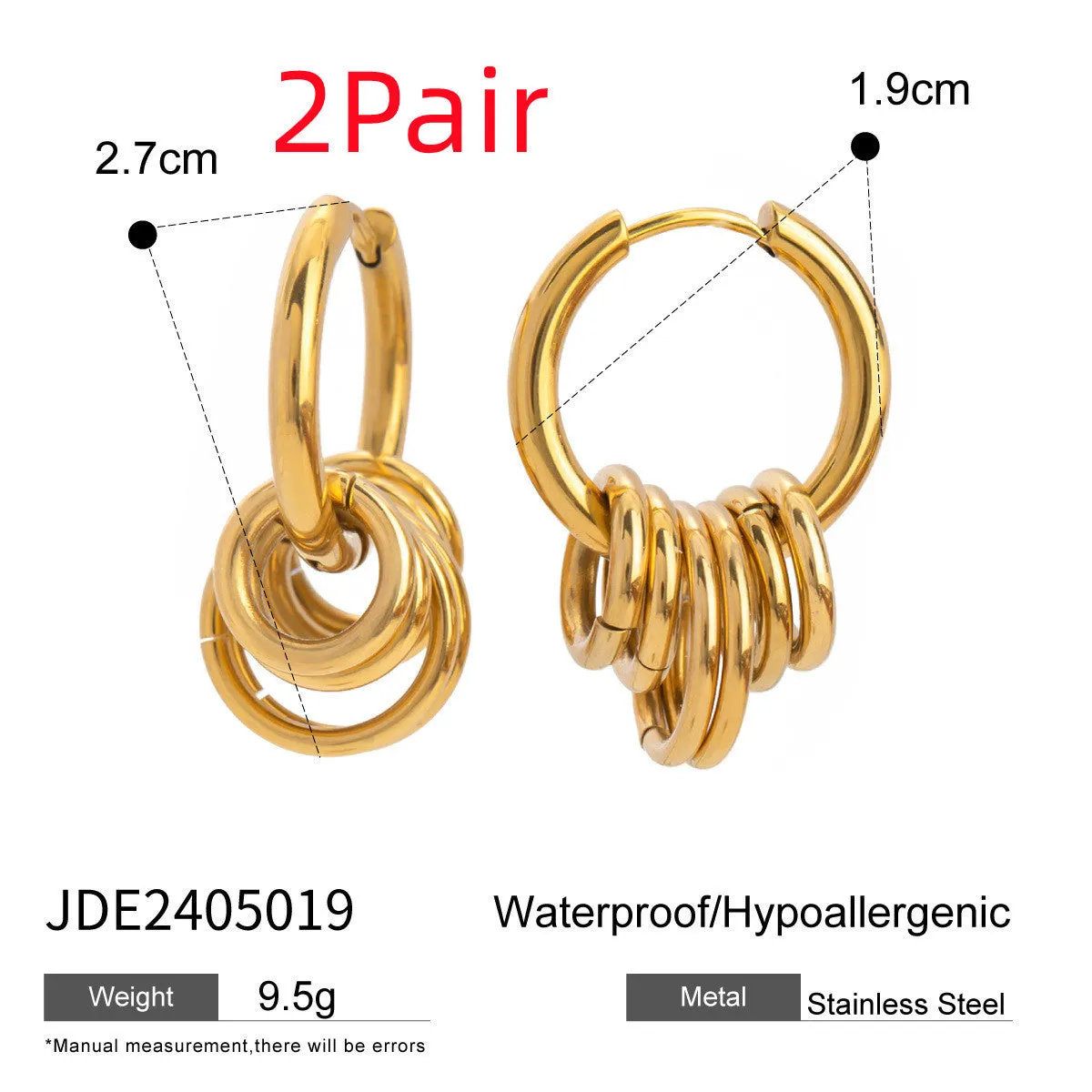 Personality stainless steel electroplated earrings in JDE2405019 colour with ins style design