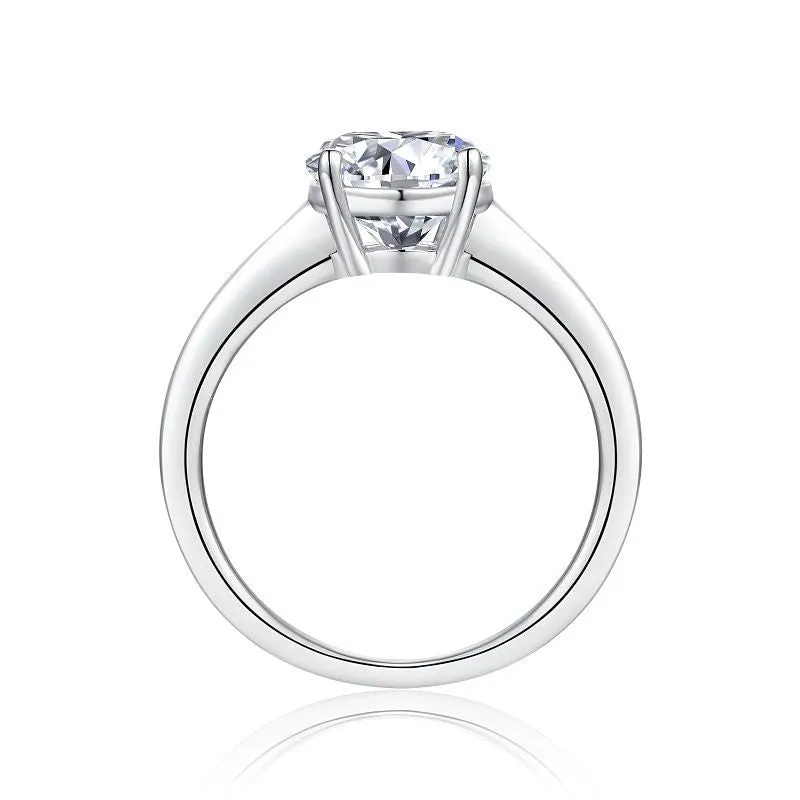 Twin 925 sterling silver non-fading women's ring with moissanite mosaic, geometric round shape, US size 7 on white background