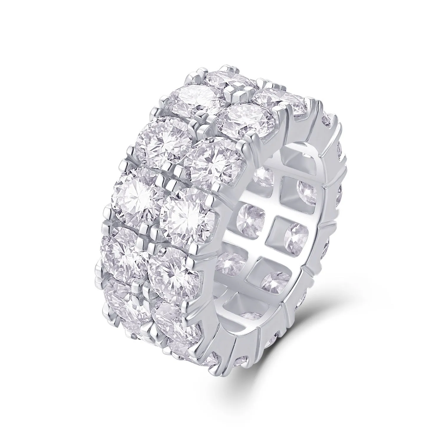 50 points moissanite silver ring with S925 sterling silver band, round geometric cut, women's fashion OL style, available in US sizes 5-9