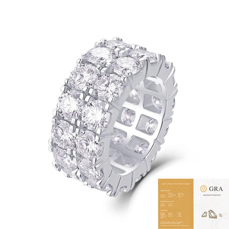 50 points moissanite silver ring with S925 sterling silver band, round geometric cut, women's fashion OL style, available in US sizes 5-9