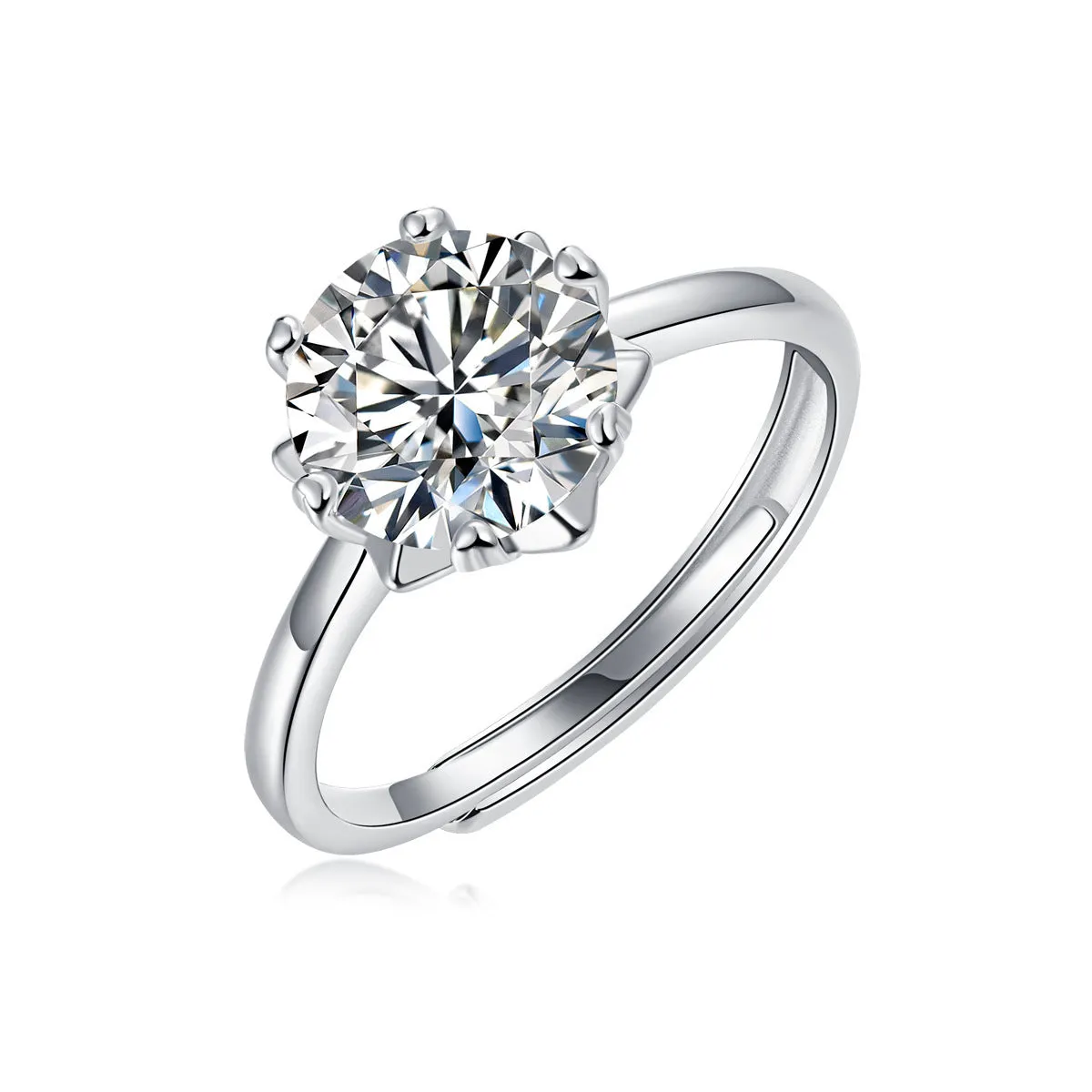 925 sterling silver moissanite snowflake asterism ring with geometric round cut for women