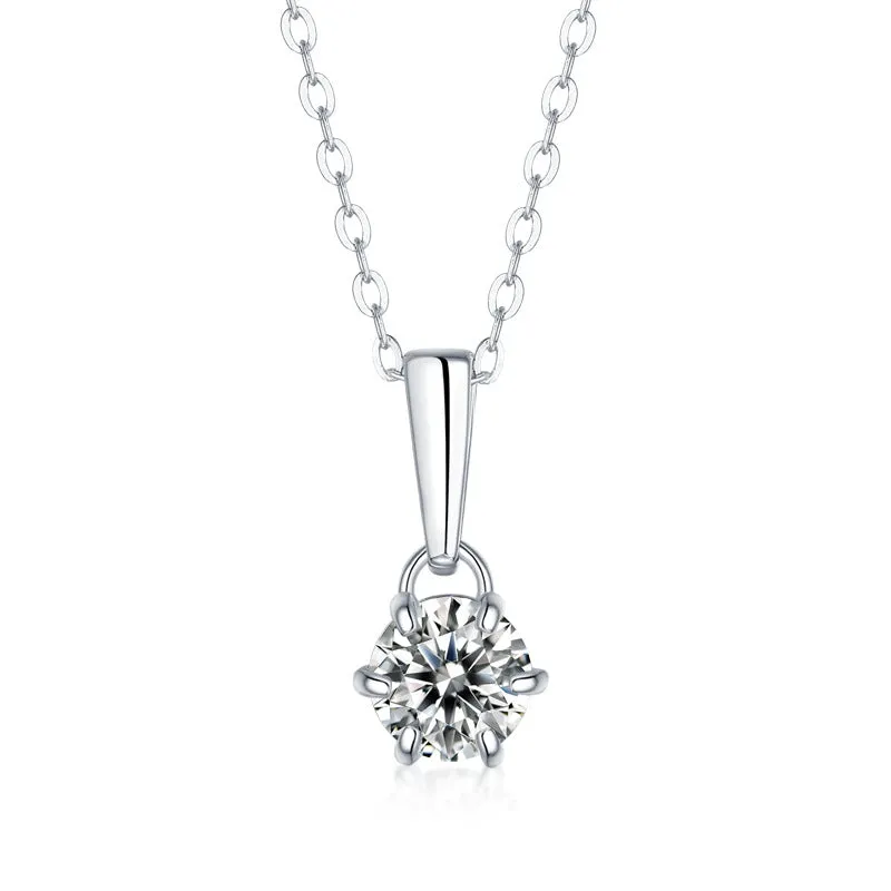 925 silver moissanite cube sugar pendant on ball bead chain against neutral background