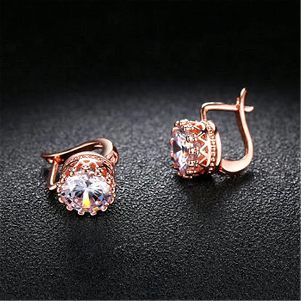 Korean-style retro crown shaped ear clips in copper with rose gold or white gold colour finish.