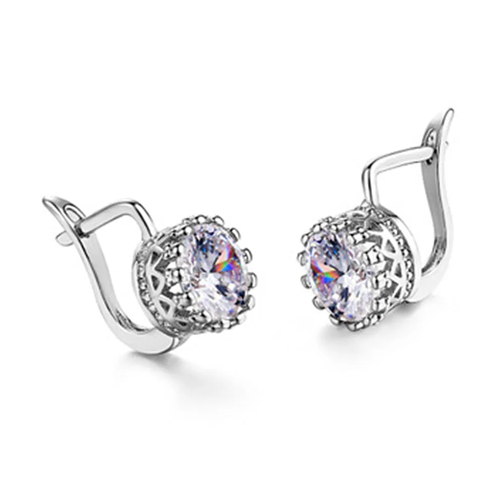 Korean-style retro crown shaped ear clips in copper with rose gold or white gold colour finish.