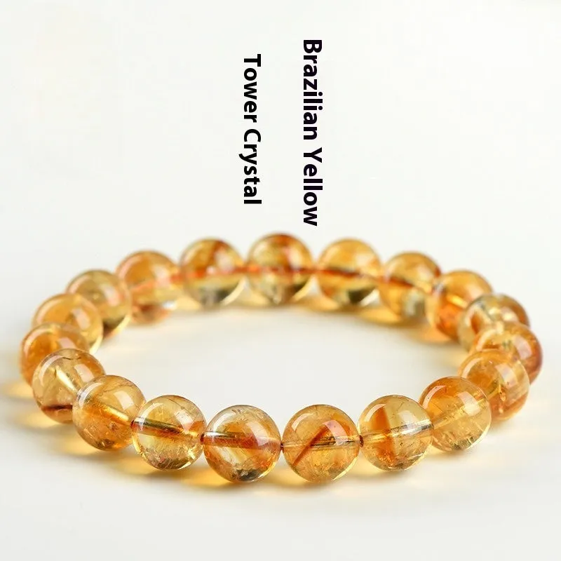Natural yellow citrine bracelet with spherical beads in Brazilian yellow and violent yellow colour options