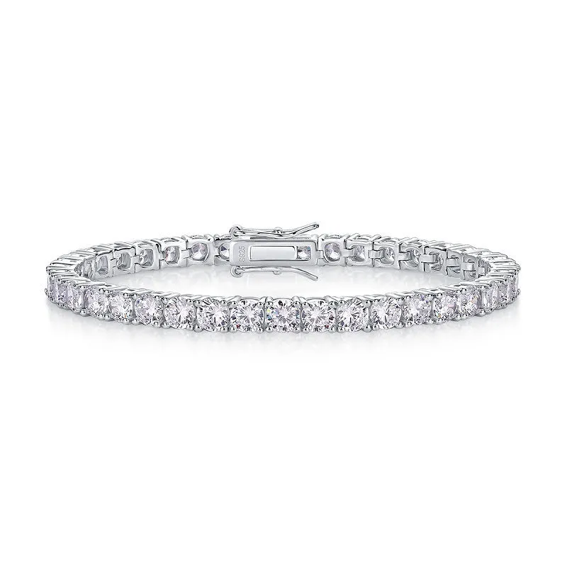 925 silver plated moissanite tennis bracelet with 30-point round stones in 18cm length
