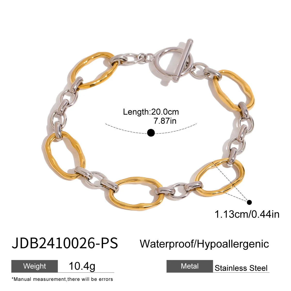 Women's stainless steel geometric line bracelet colour matching JDB2410026PS Ins style