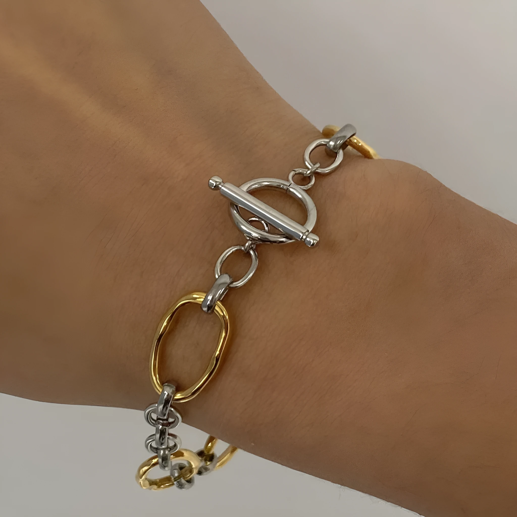 Women's stainless steel geometric line bracelet colour matching JDB2410026PS Ins style