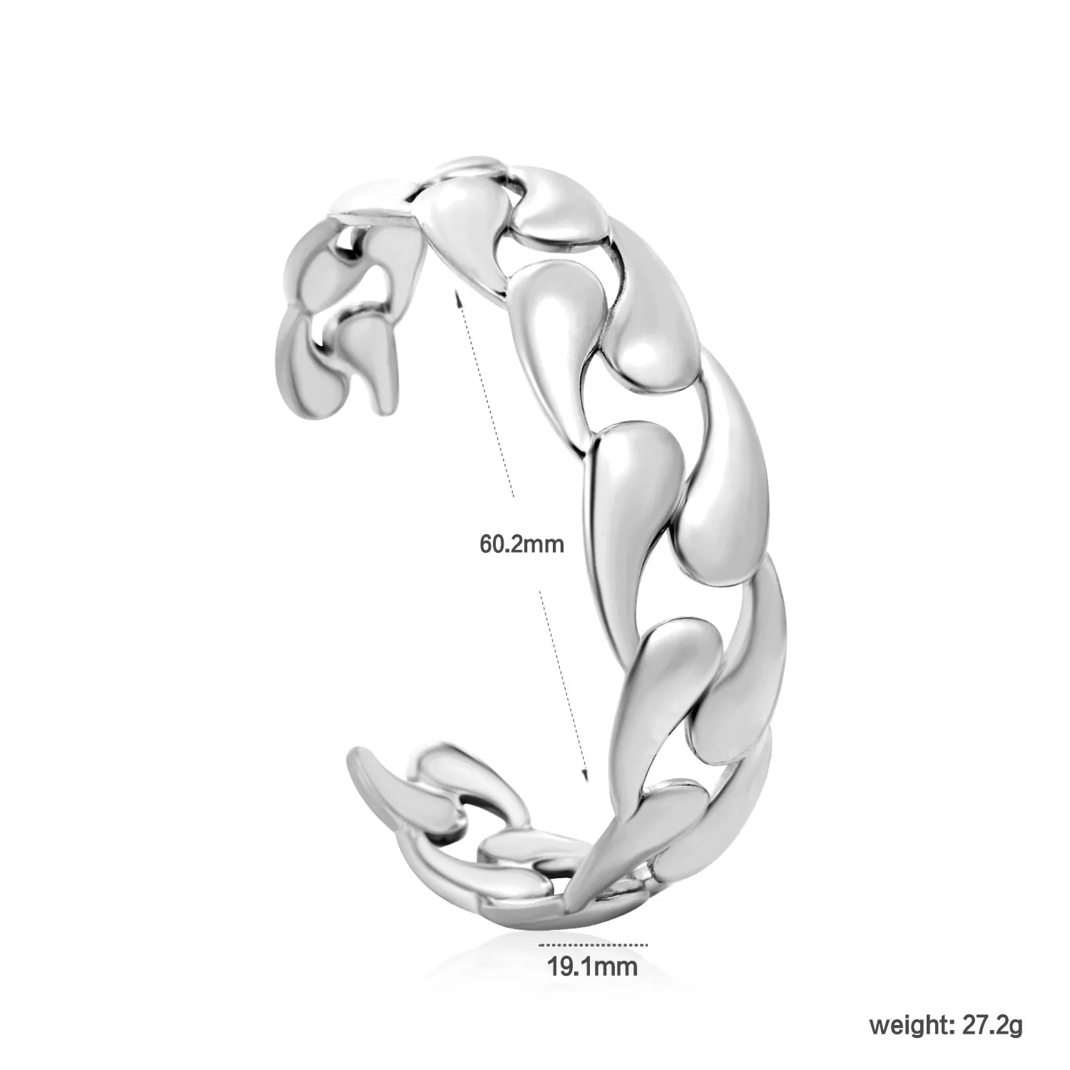 Stainless steel alloy bracelet in gold or silver tone for European American trend styling.