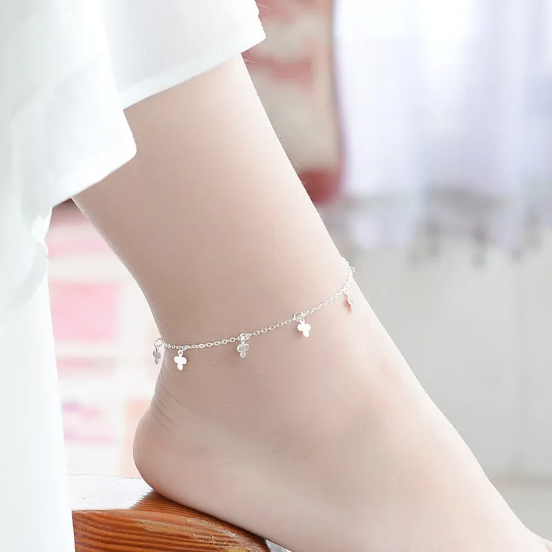 Irish clover lucky bracelet silver plated 30% natural flower shape women's adjustable