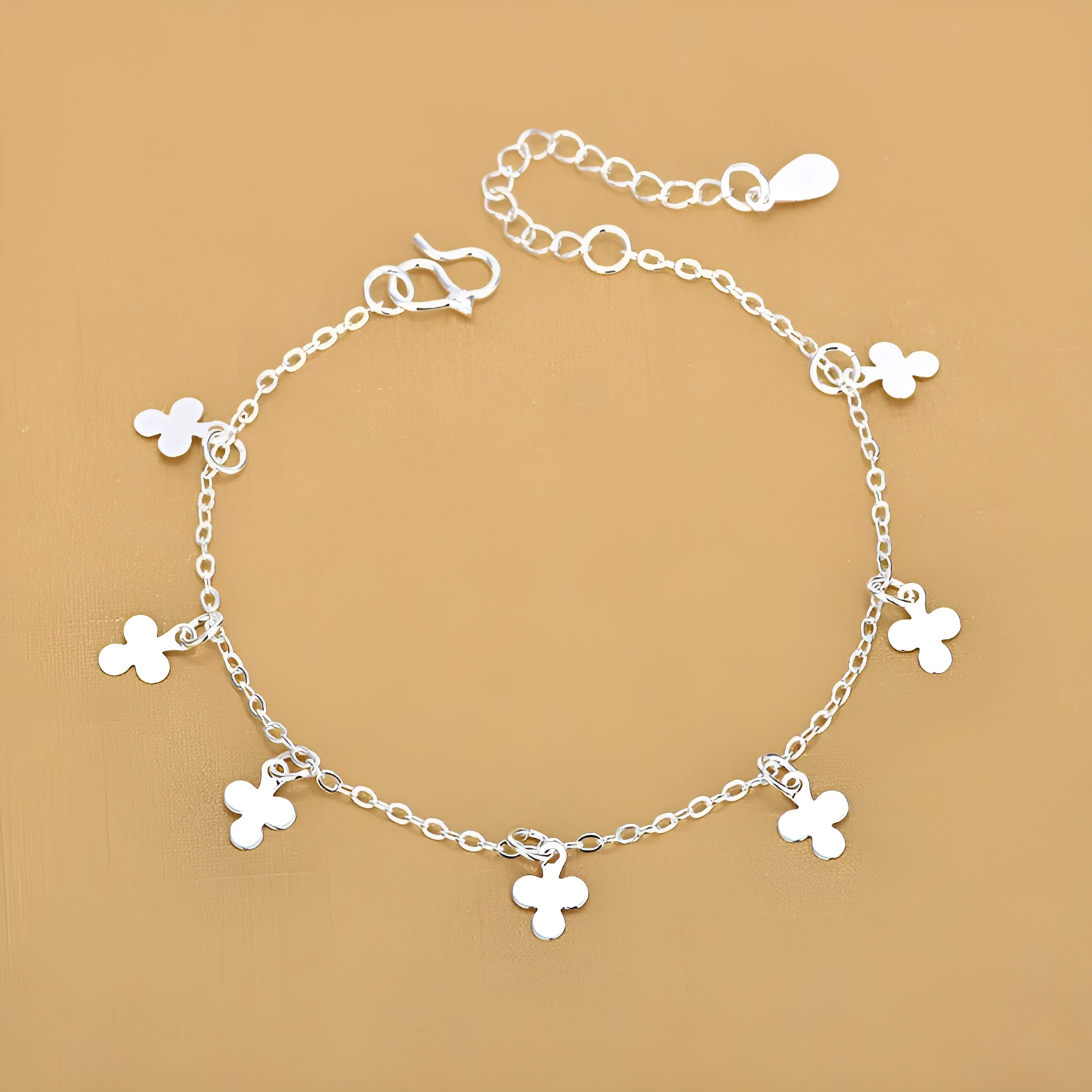 Irish clover lucky bracelet silver plated 30% natural flower shape women's adjustable