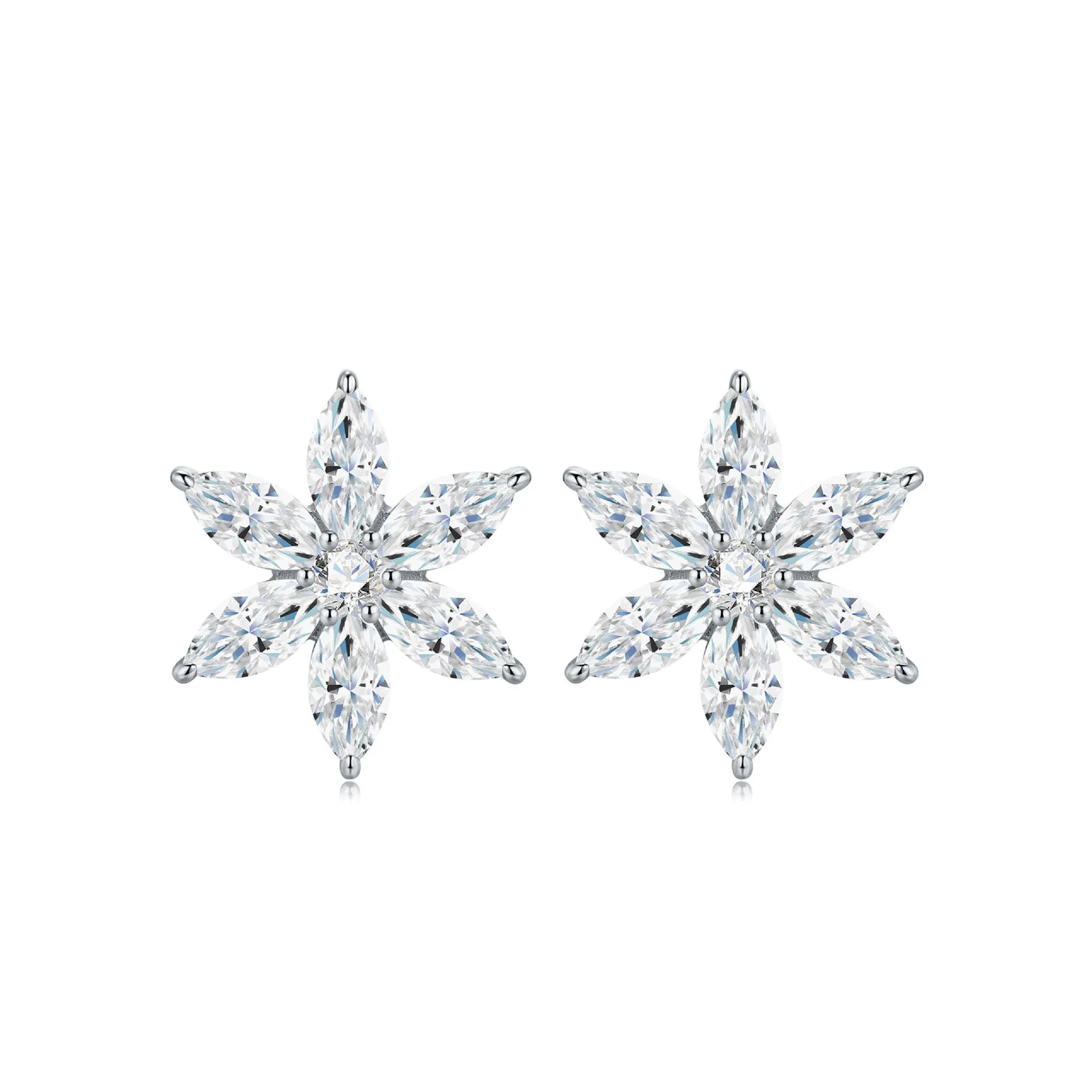 Moissanite 925 silver flower-shaped earrings with mosaic setting, unisex advanced sense design