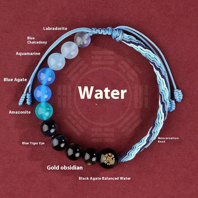 Hand-woven red rope five elements balance bracelet in national tide style with colour options