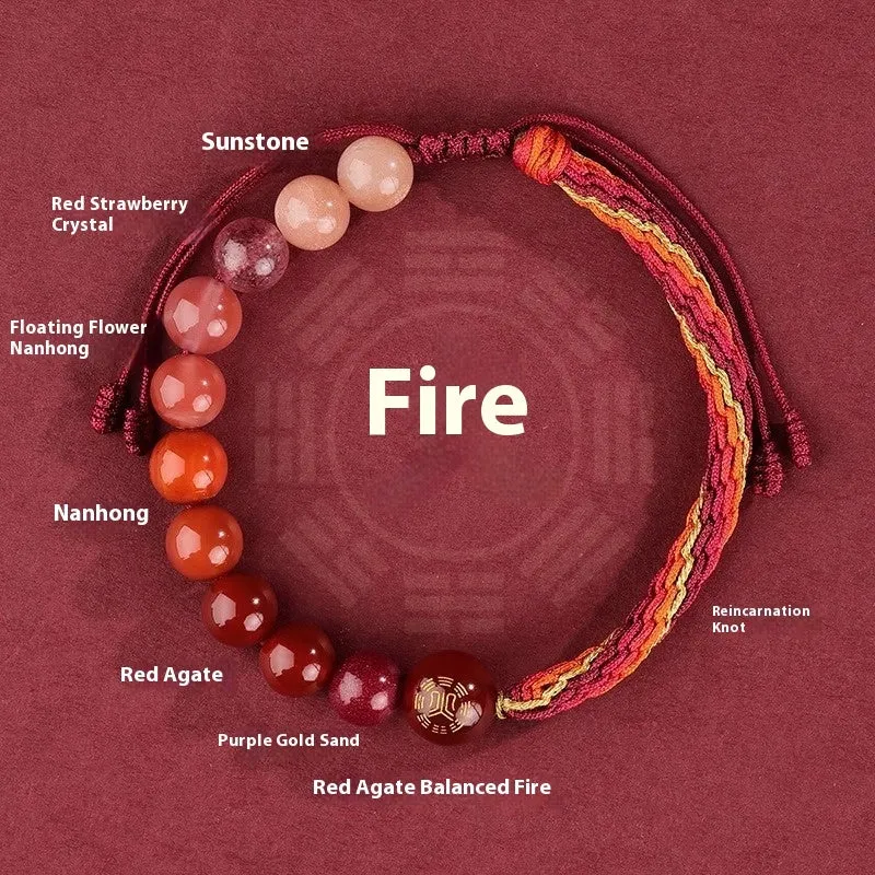 Hand-woven red rope five elements balance bracelet in national tide style with colour options