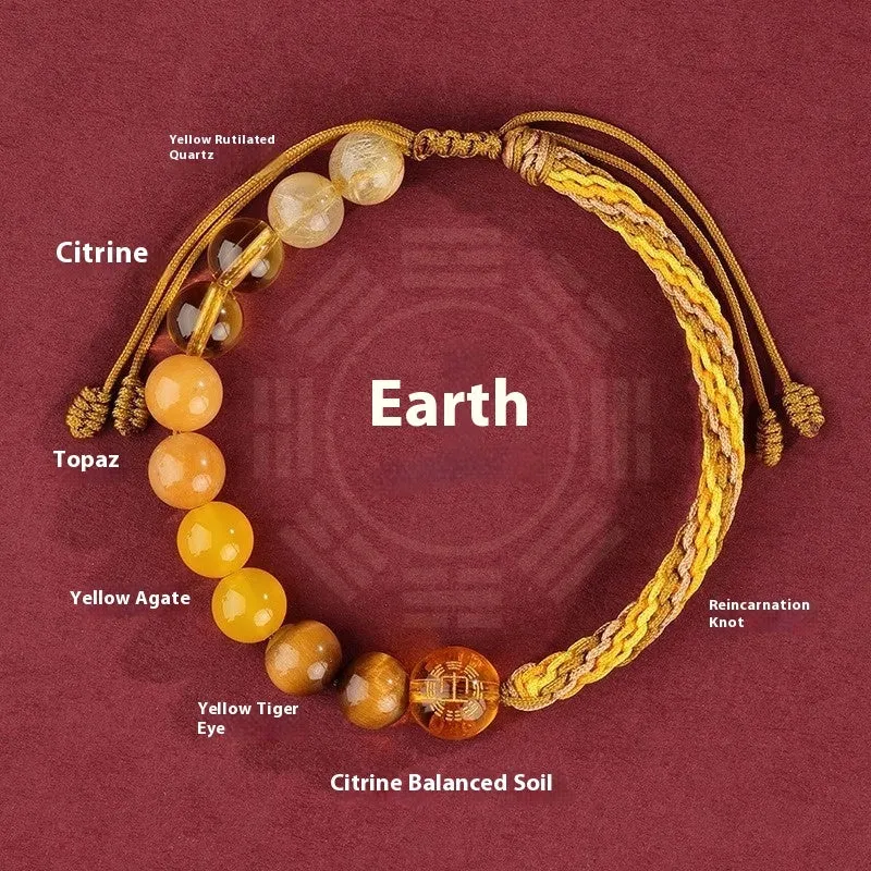 Hand-woven red rope five elements balance bracelet in national tide style with colour options