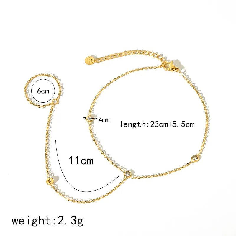 Women's titanium steel anklet with 18K gold plating, star-shaped artificial gemstone inlay, exotic style foot chain