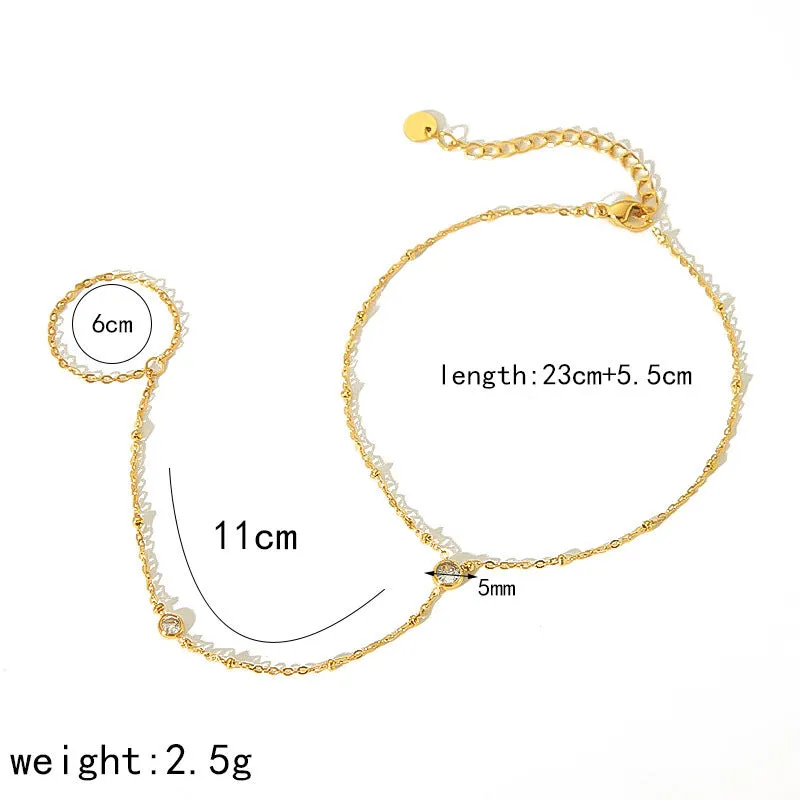 Women's titanium steel anklet with 18K gold plating, star-shaped artificial gemstone inlay, exotic style foot chain