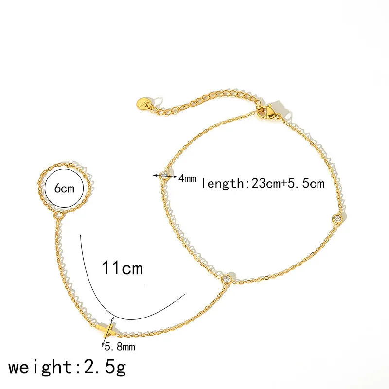 Women's titanium steel anklet with 18K gold plating, star-shaped artificial gemstone inlay, exotic style foot chain