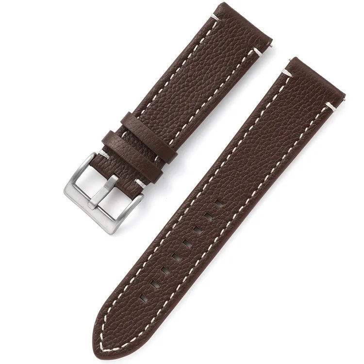 Leather watch strap in double-sided head layer cowhide, available in seven colours and six widths from 18mm to 24mm