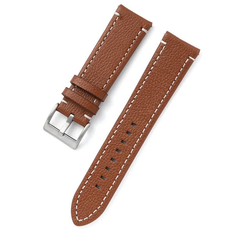 Leather watch strap in double-sided head layer cowhide, available in seven colours and six widths from 18mm to 24mm