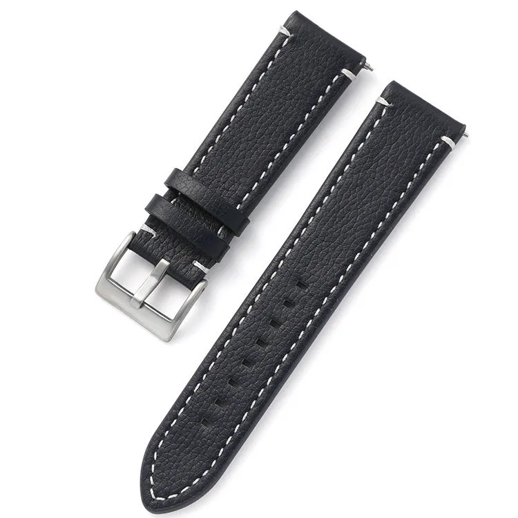 Leather watch strap in double-sided head layer cowhide, available in seven colours and six widths from 18mm to 24mm