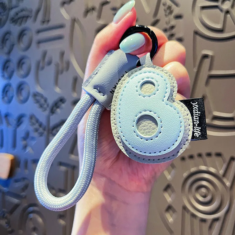 Leather keychain with letter O clip on a metal keyring, personalisation initial charm