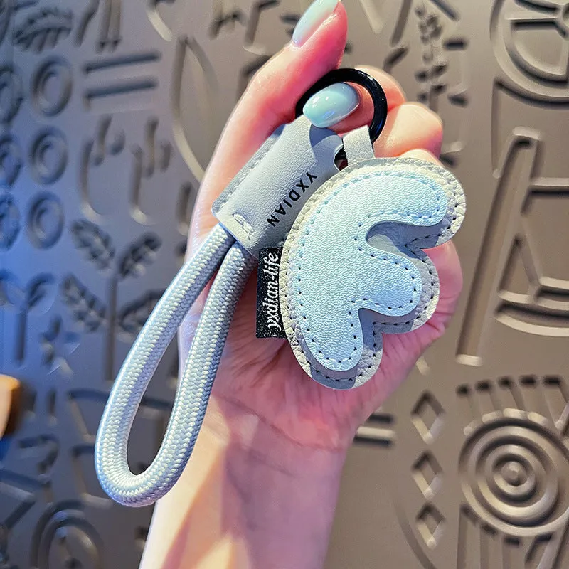 Leather keychain with letter O clip on a metal keyring, personalisation initial charm
