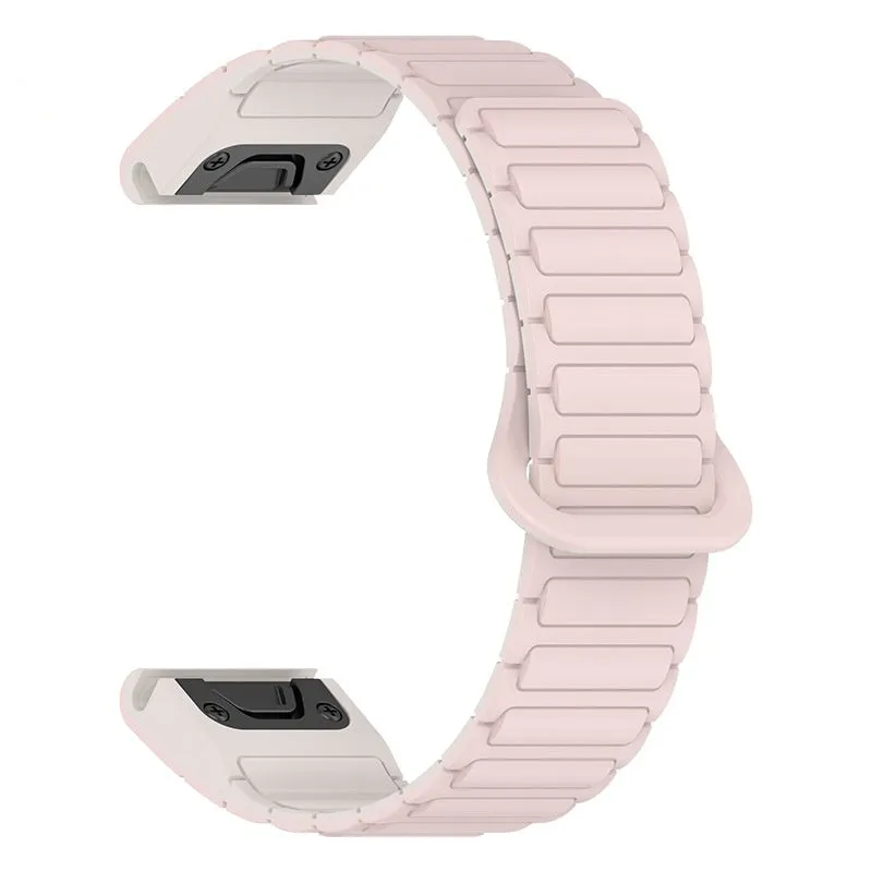 Jiaming silicone magnetic watch band in black with retaining ring style, 22mm width