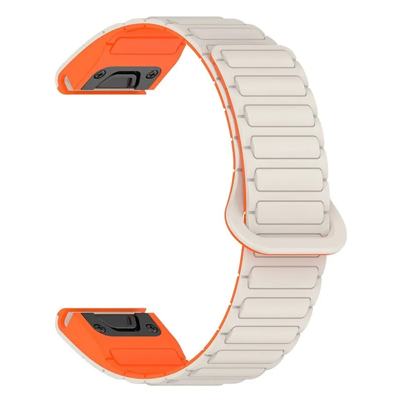 Jiaming silicone magnetic watch band in black with retaining ring style, 22mm width