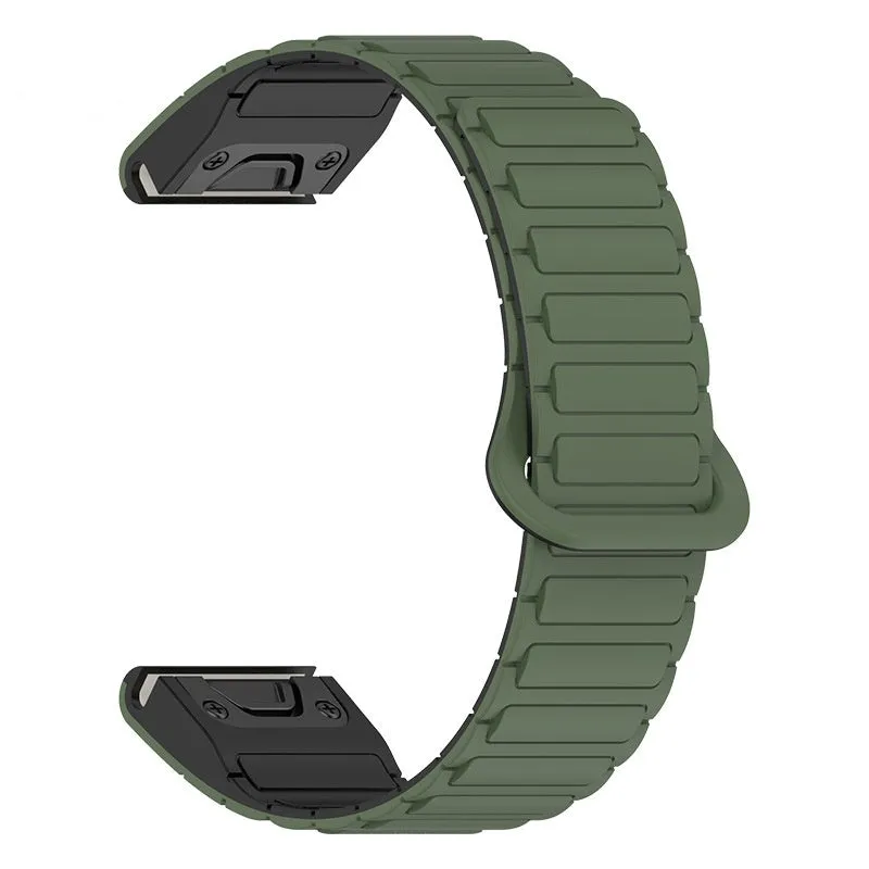 Jiaming silicone magnetic watch band in black with retaining ring style, 22mm width