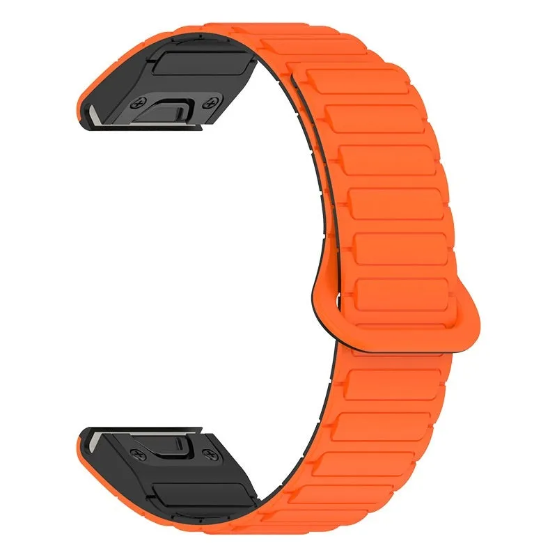 Jiaming silicone magnetic watch band in black with retaining ring style, 22mm width
