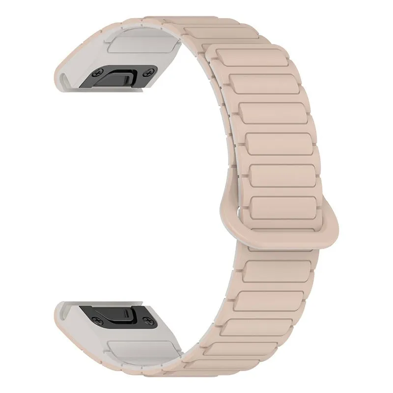 Jiaming silicone magnetic watch band in black with retaining ring style, 22mm width